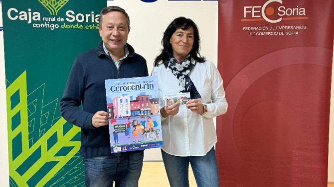 María José Ugarte, ganadora del Eurocentrín, junto a Adolfo Sainz, presidente de FECSoria