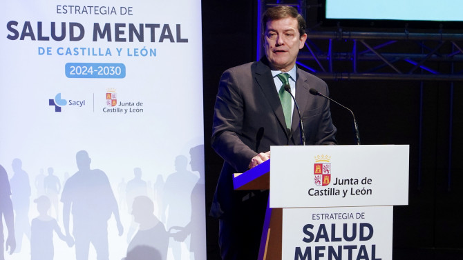 Miriam Chacón / ICAL. El presidente de la Junta de Castilla y León, Alfonso Fernández Mañueco, presenta la Estrategia de Salud Mental de Castilla y León 2024-2030.